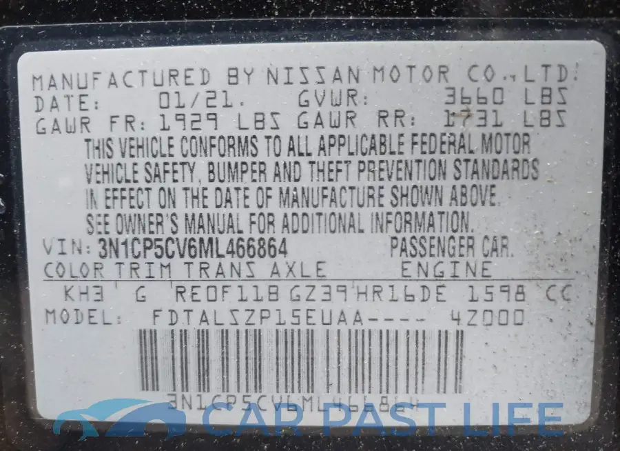 3N1CP5CV6ML466864# 9