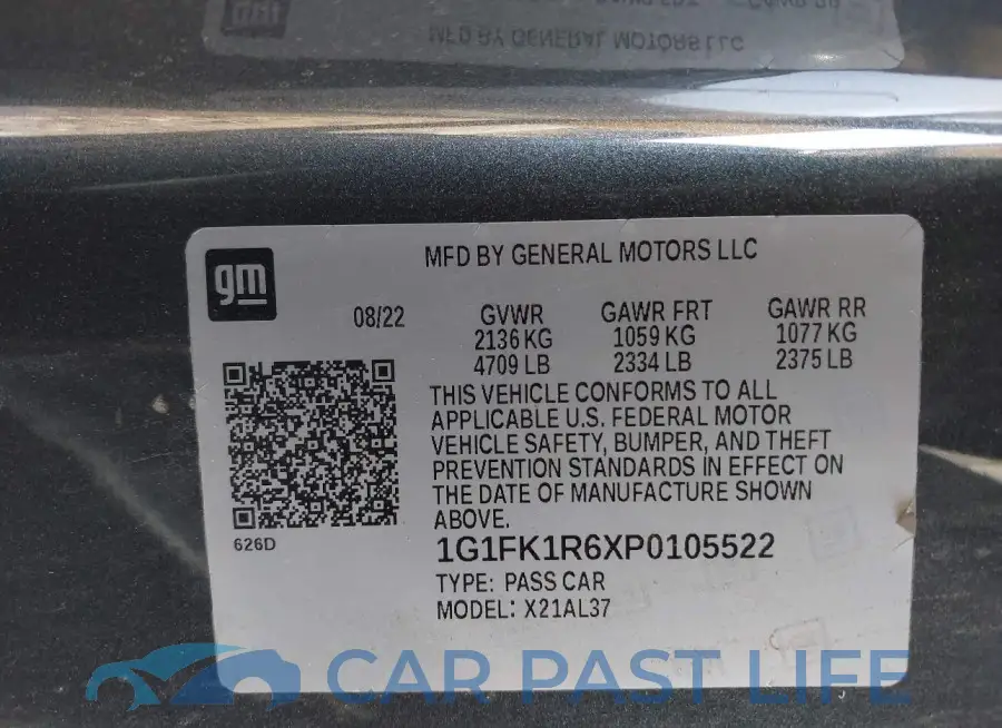 1G1FK1R6XP0105522# 9