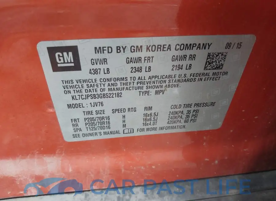 KL7CJPSB3GB522182# 9