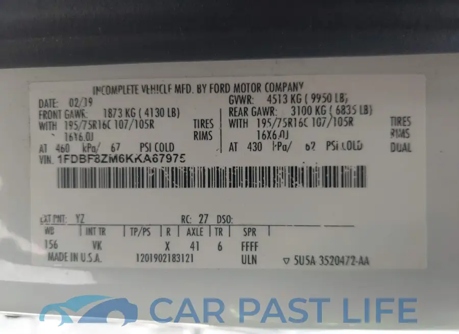 1FDBF8ZM6KKA67975# 9