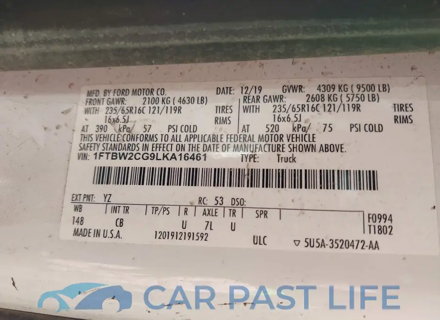 1FTBW2CG9LKA16461# 9