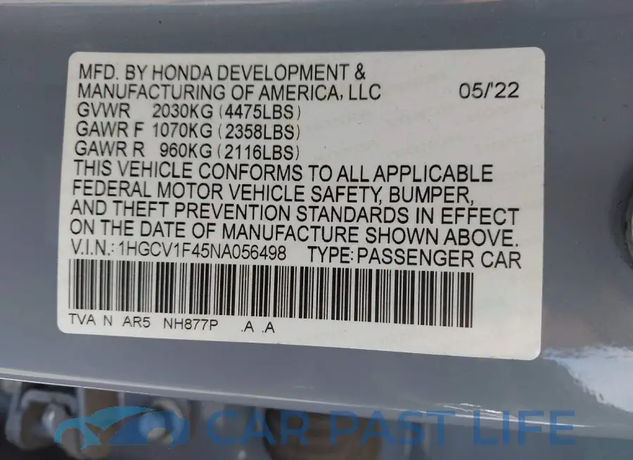 1HGCV1F45NA056498# 9