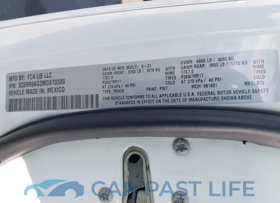 3C6RR6KG2MG670300# 9