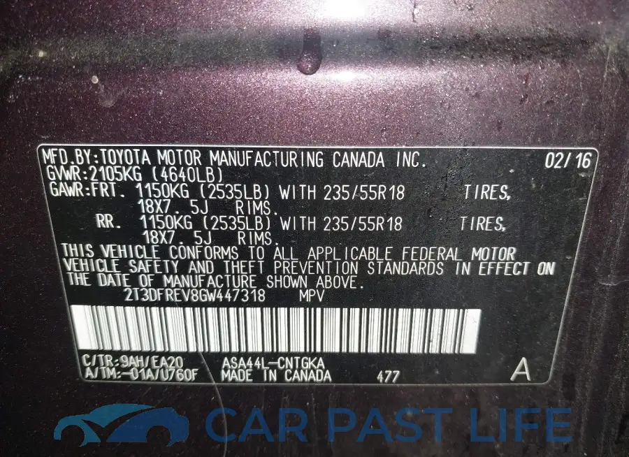 2T3DFREV8GW447318# 9
