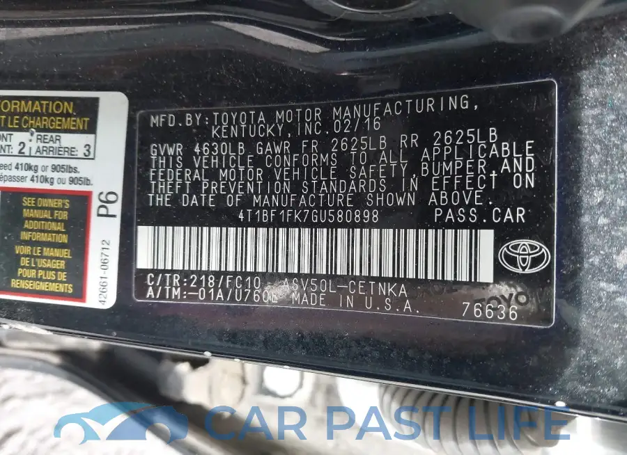 4T1BF1FK7GU580898# 9