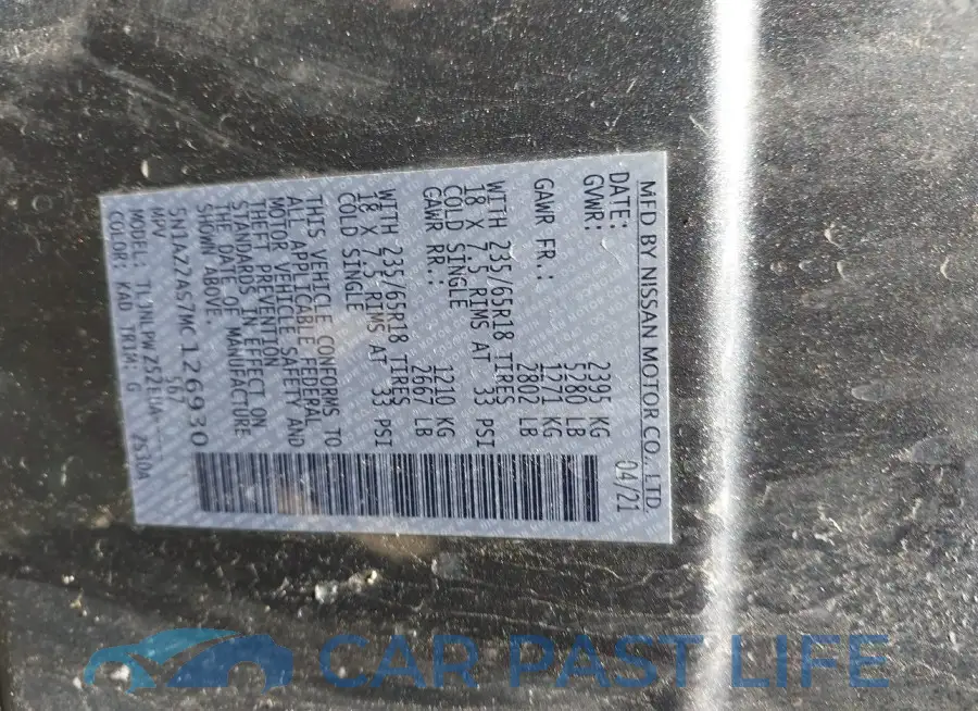 5N1AZ2AS7MC126930# 9