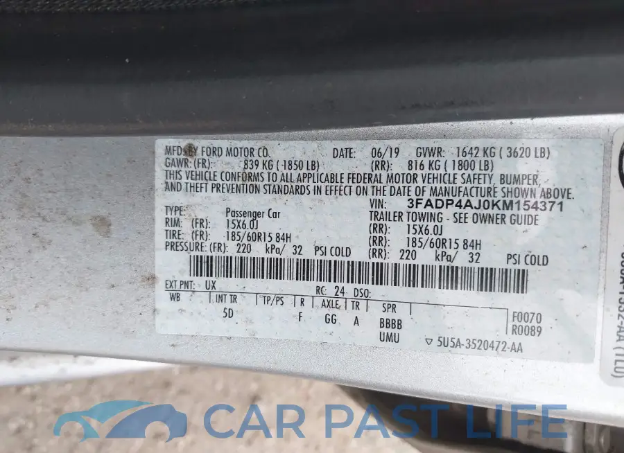 3FADP4AJ0KM154371# 9