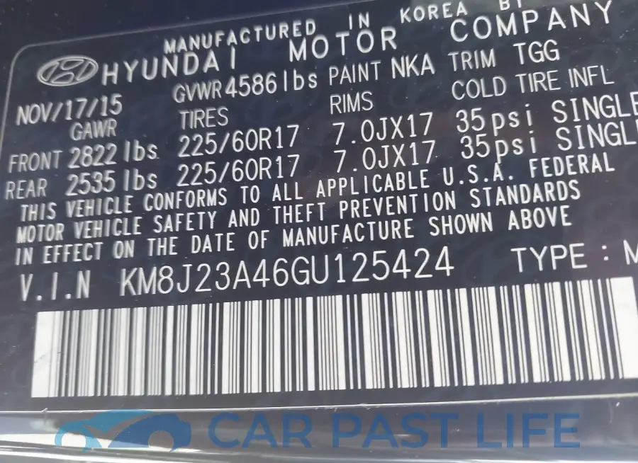 KM8J23A46GU125424# 9