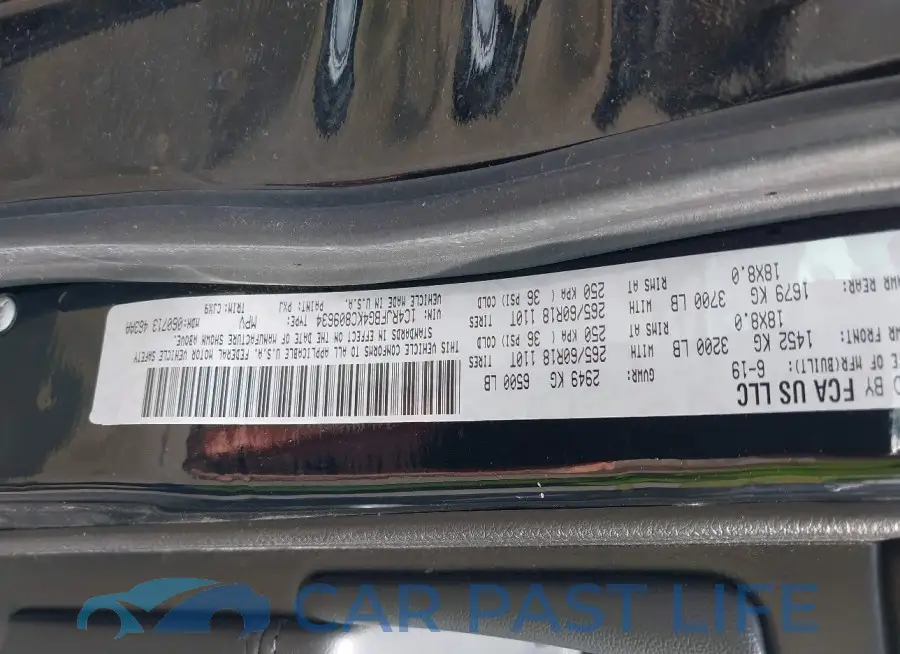 1C4RJFBG4KC809634# 9