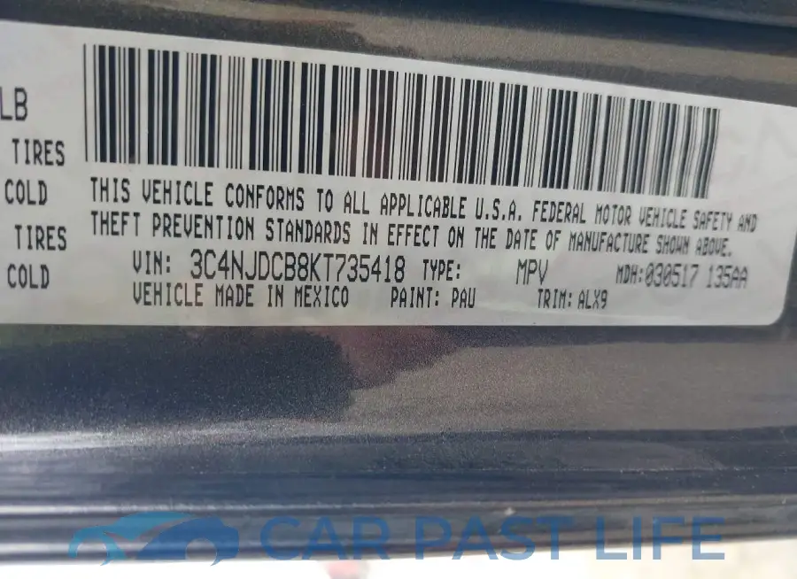 3C4NJDCB8KT735418# 9
