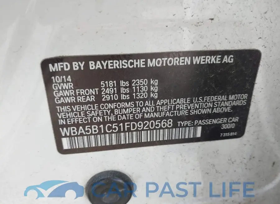 WBA5B1C51FD920568# 9