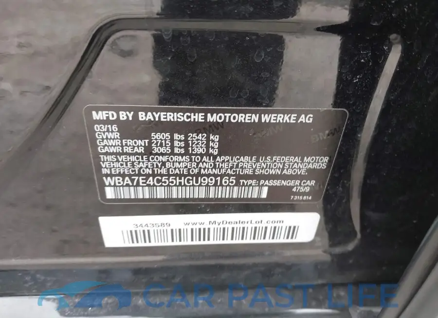 WBA7E4C55HGU99165# 9