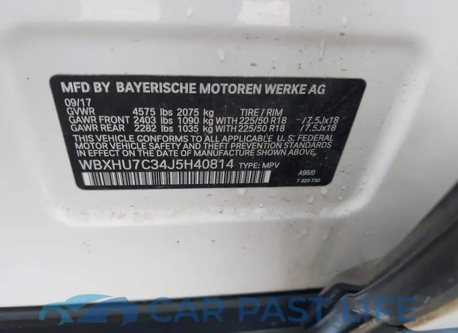 WBXHU7C34J5H40814# 9