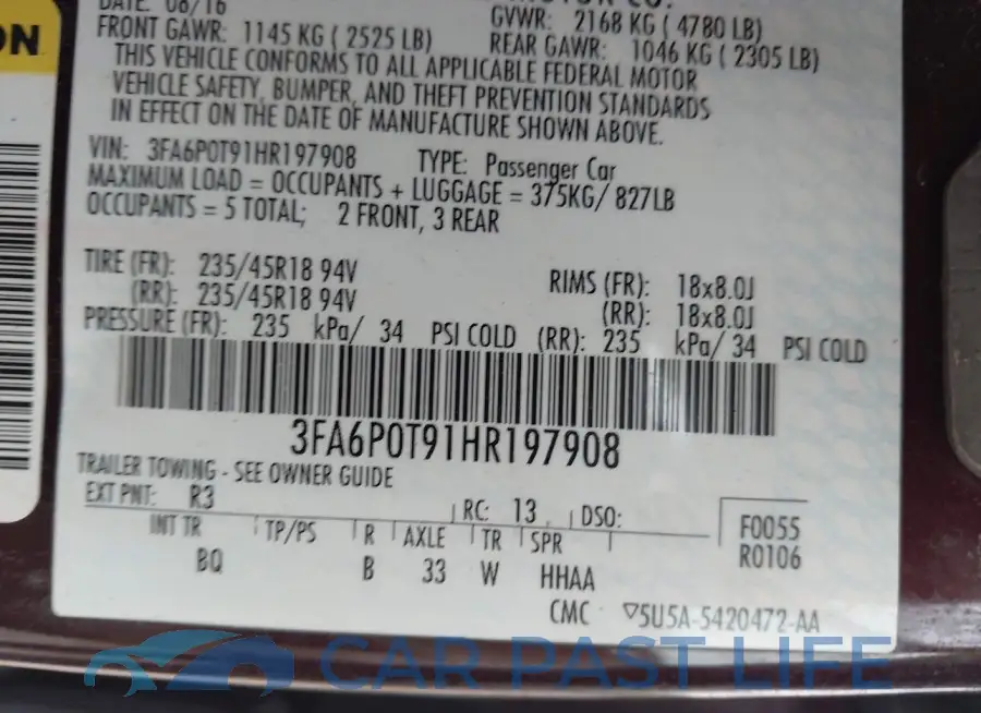 3FA6P0T91HR197908# 9