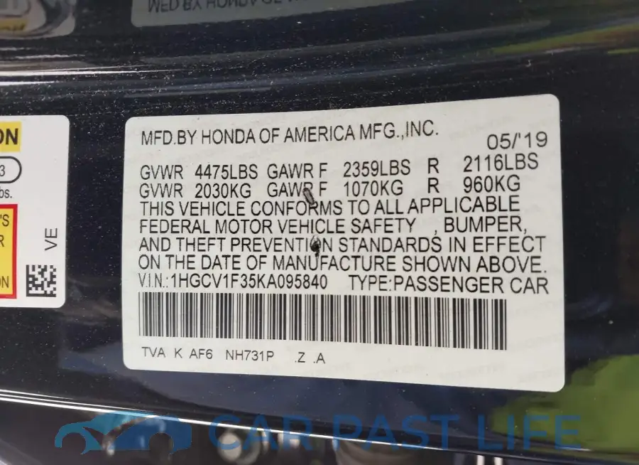 1HGCV1F35KA095840# 9