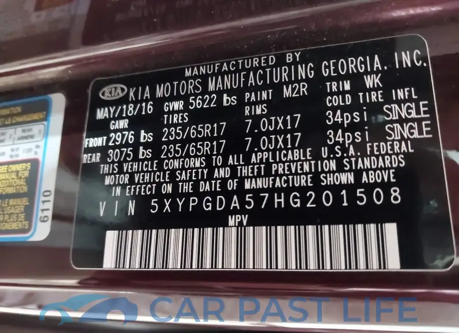 5XYPGDA57HG201508# 9