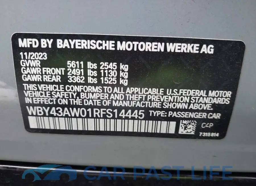 WBY43AW01RFS14445# 9