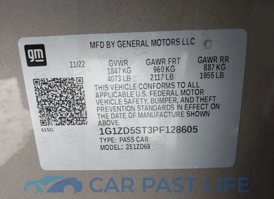1G1ZD5ST3PF128605# 9