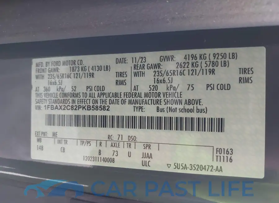 1FBAX2C82PKB58582# 9