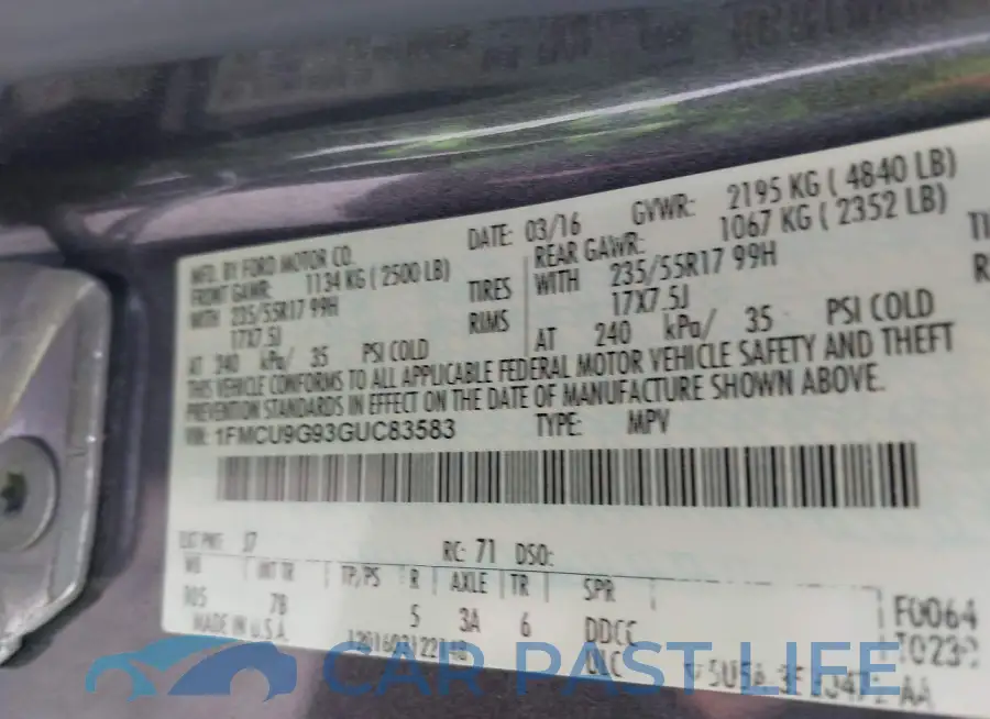 1FMCU9G93GUC83583# 9