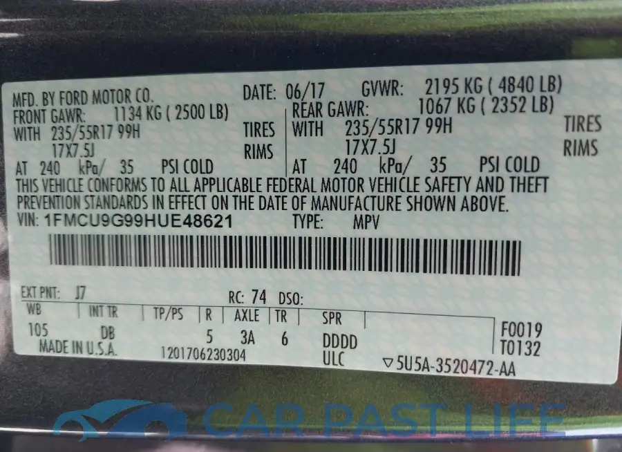 1FMCU9G99HUE48621# 9