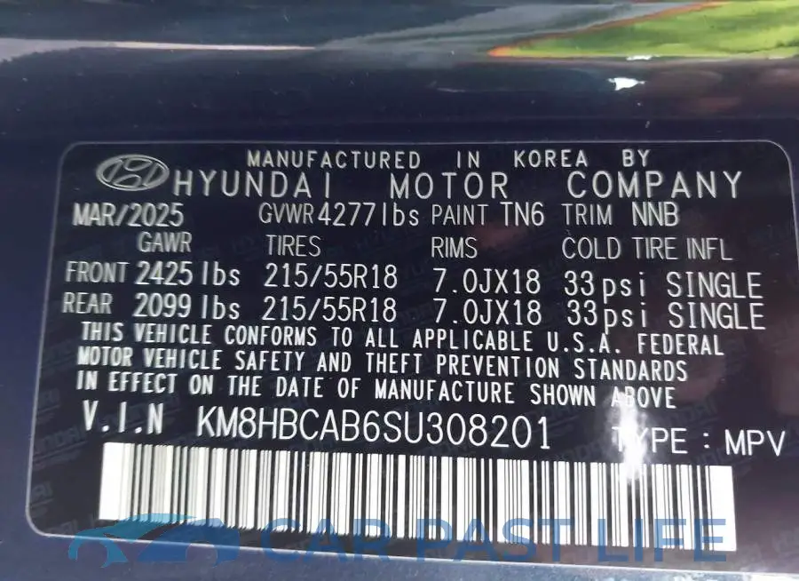 KM8HBCAB6SU308201# 9