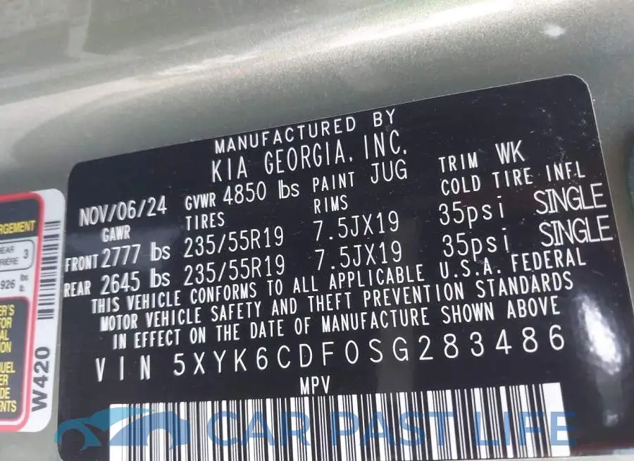 5XYK6CDF0SG283486# 9