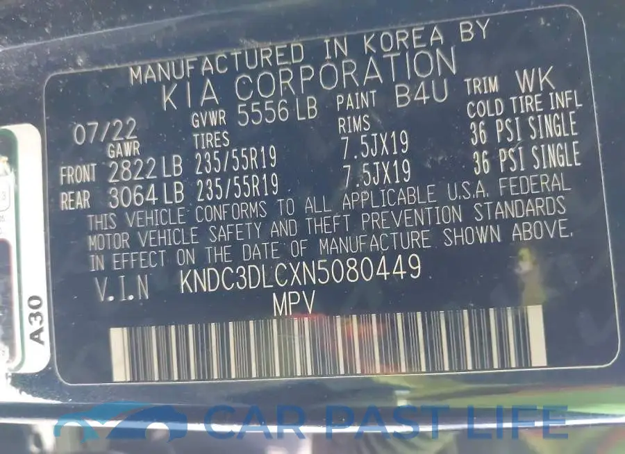 KNDC3DLCXN5080449# 9