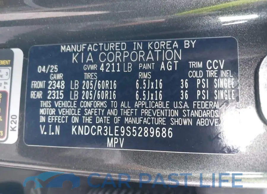 KNDCR3LE9S5289686# 9