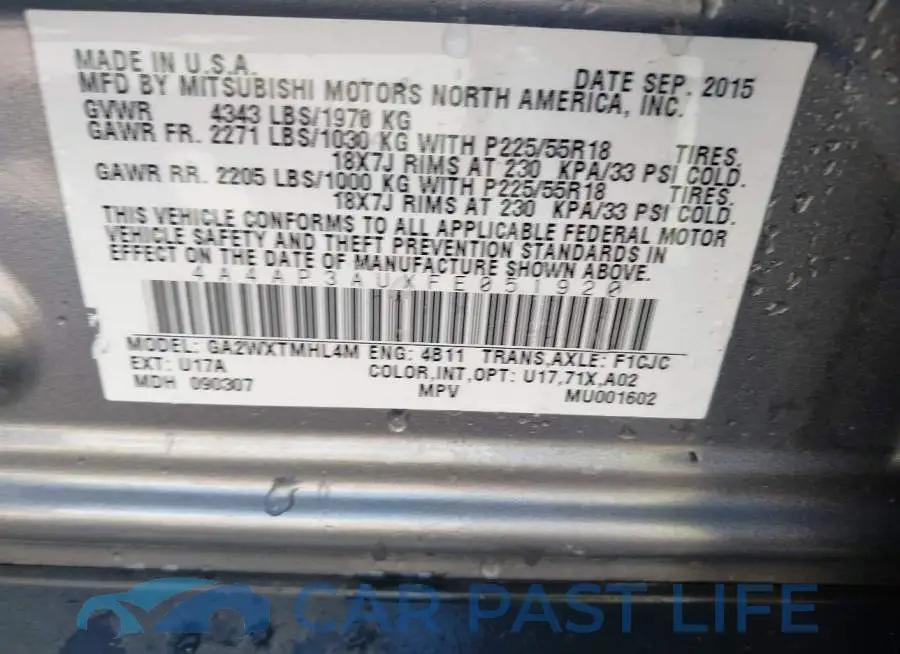 4A4AP3AUXFE051920# 9