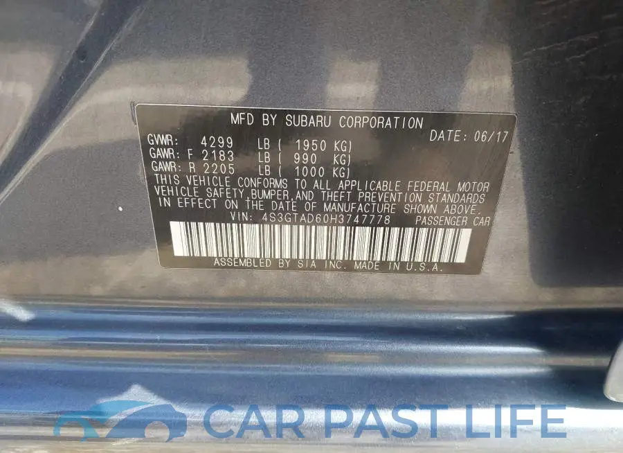 4S3GTAD60H3747778# 9