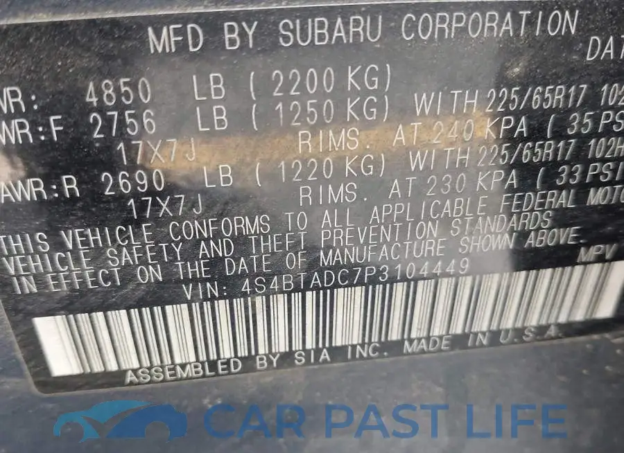 4S4BTADC7P3104449# 9
