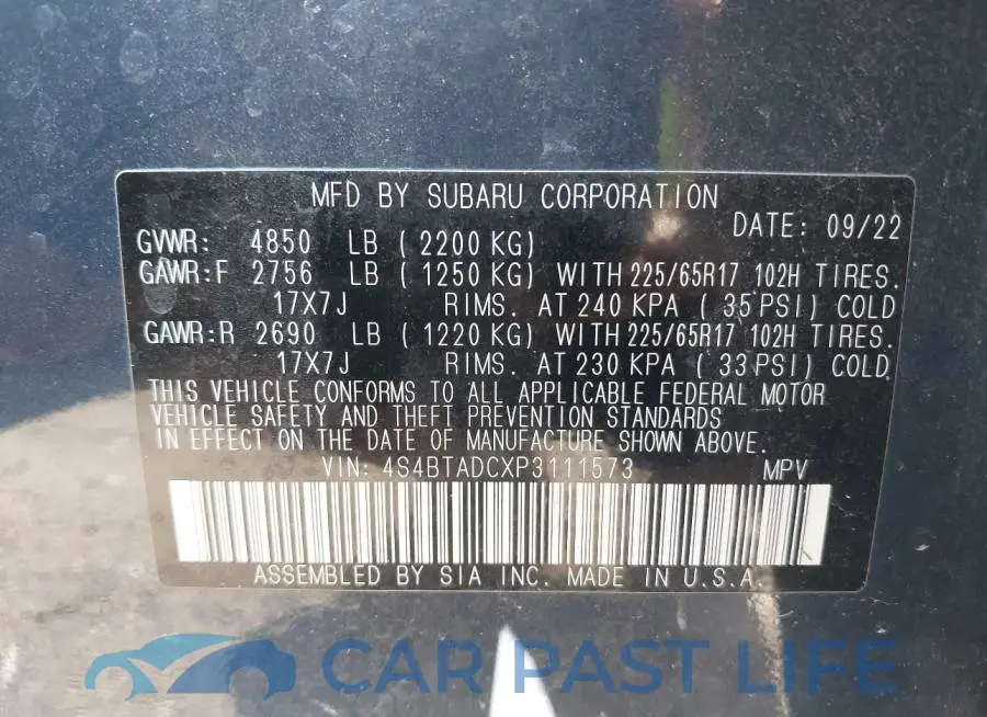 4S4BTADCXP3111573# 9