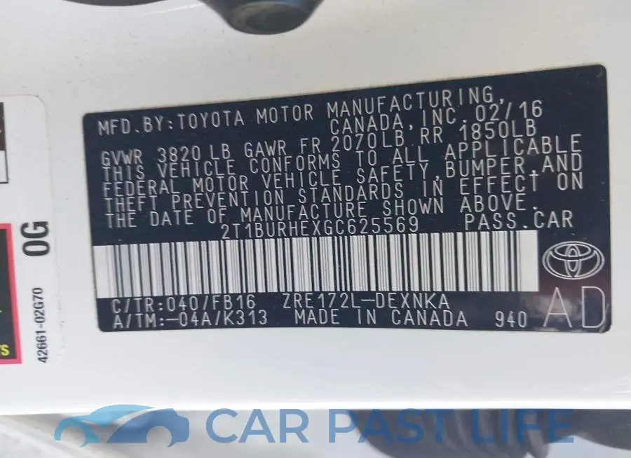 2T1BURHEXGC625569# 9