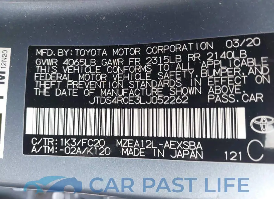 JTDS4RCE3LJ052262# 9