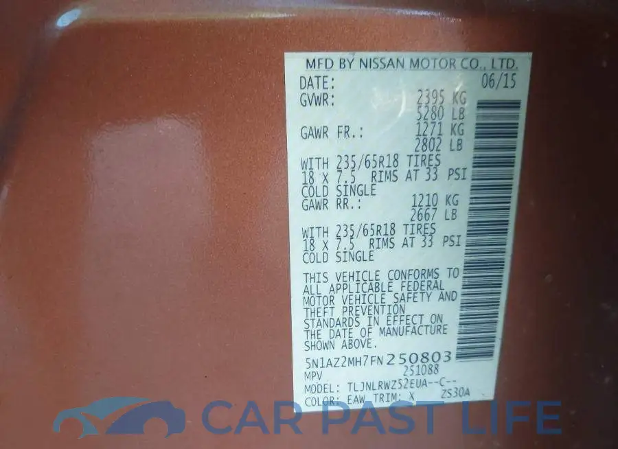 5N1AZ2MH7FN250803# 9