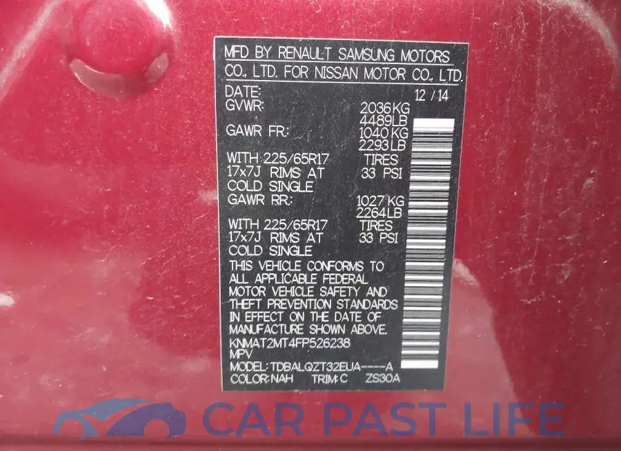 KNMAT2MT4FP526238# 9