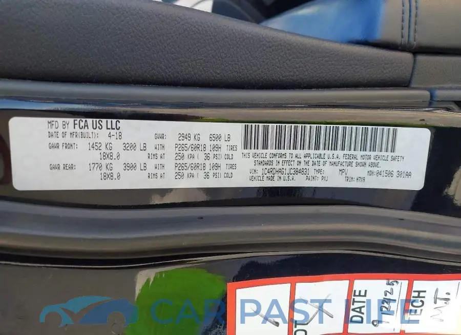 1C4RDHAG1JC384831# 9