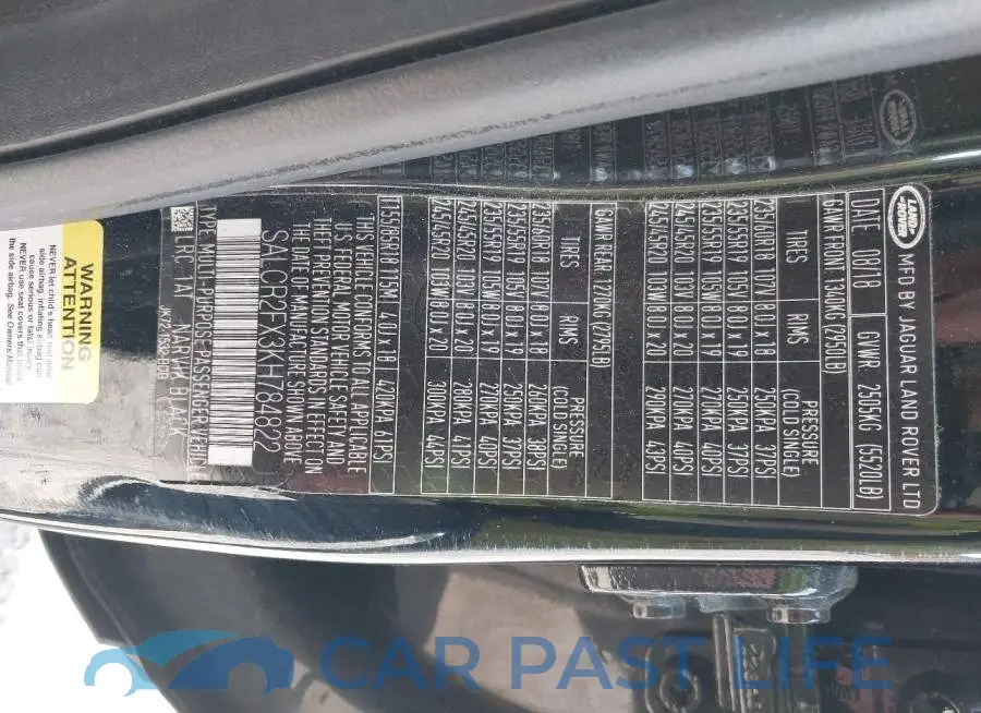 SALCR2FX3KH784822# 9