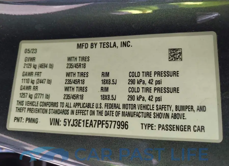 5YJ3E1EA7PF577996# 9