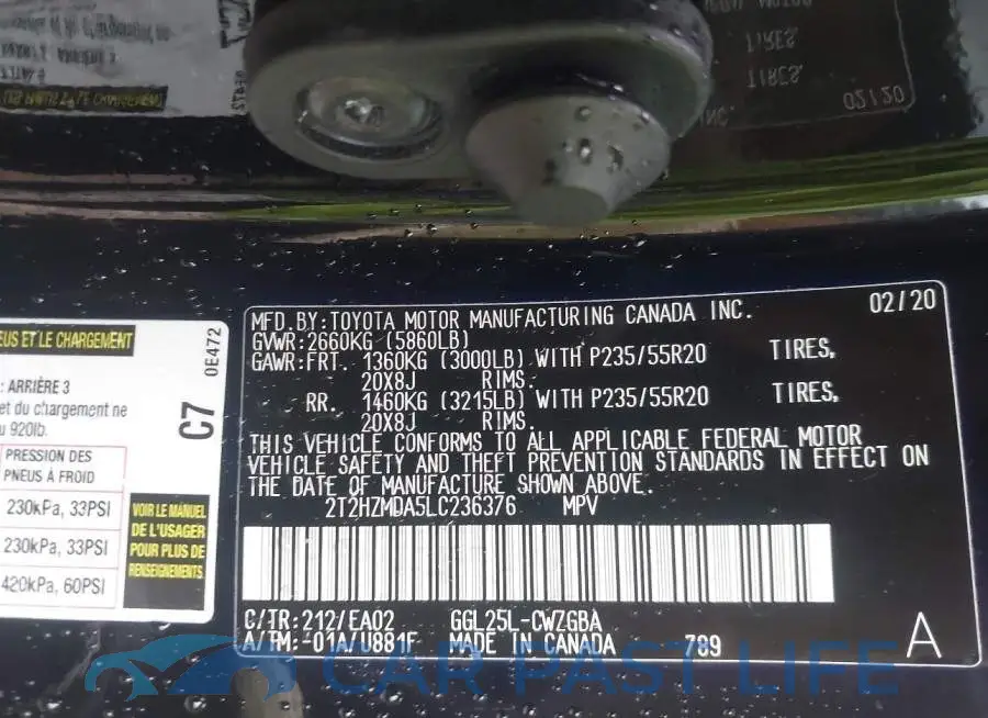 2T2HZMDA5LC236376# 9