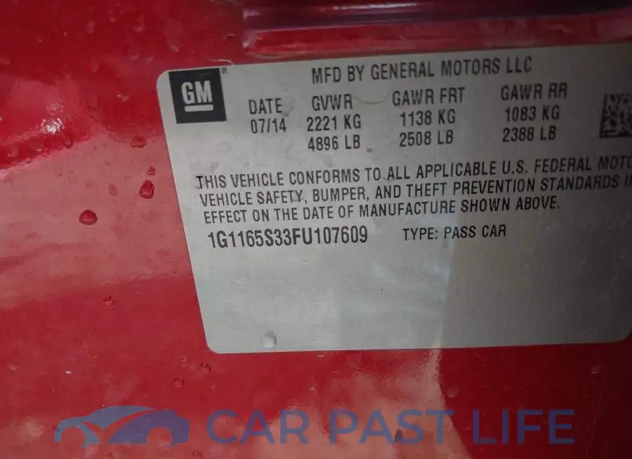 1G1165S33FU107609# 9