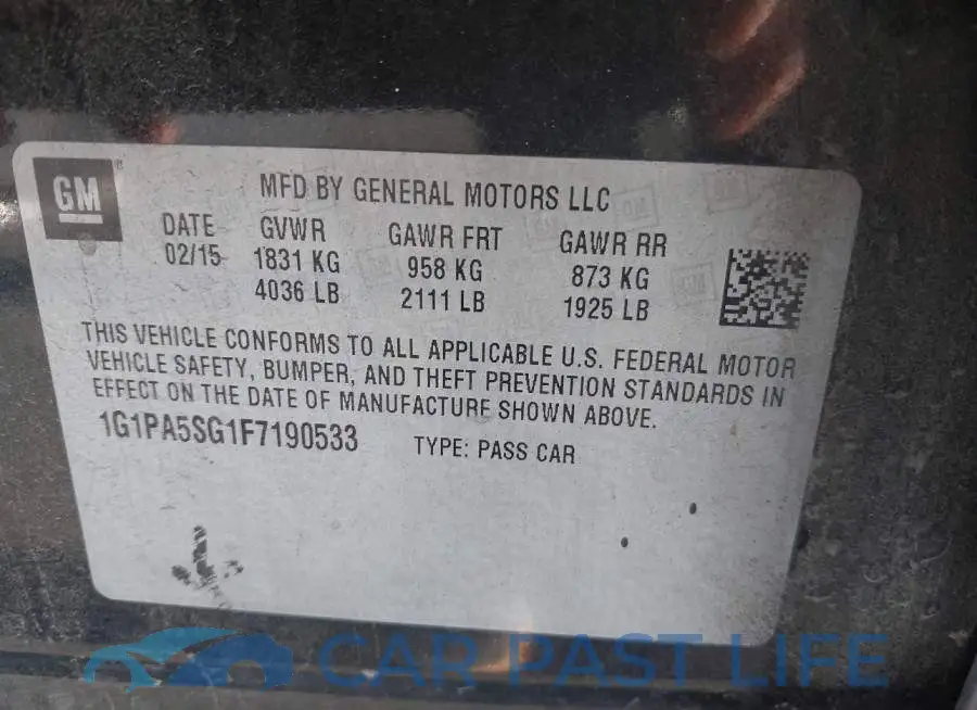 1G1PA5SG1F7190533# 9