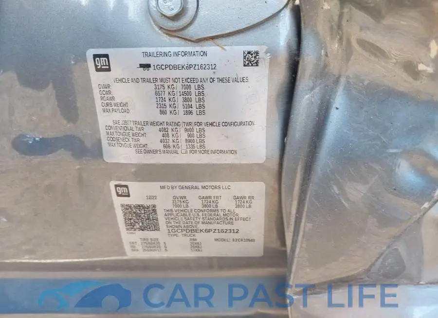 1GCPDBEK6PZ162312# 9