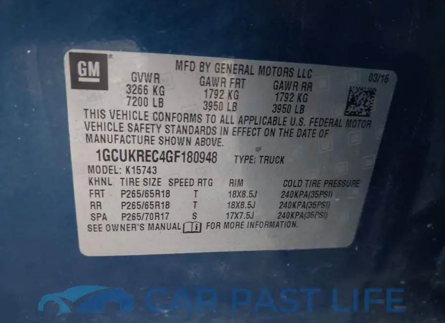 1GCUKREC4GF180948# 9
