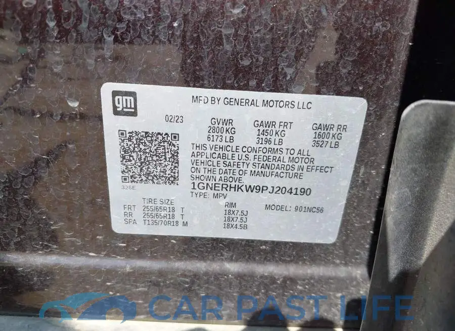 1GNERHKW9PJ204190# 9