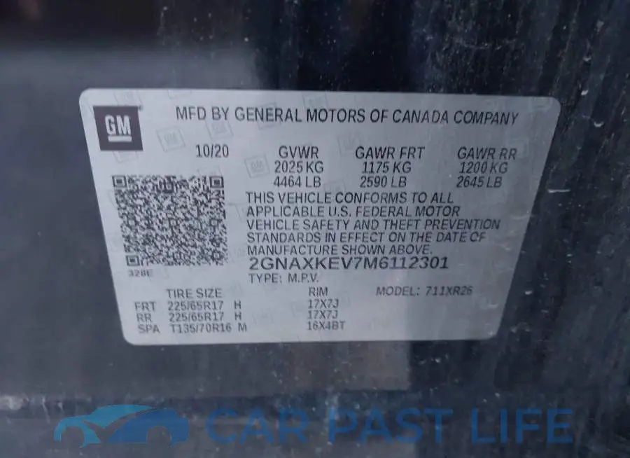 2GNAXKEV7M6112301# 9