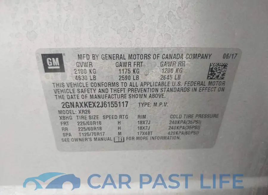 2GNAXKEX2J6155117# 9