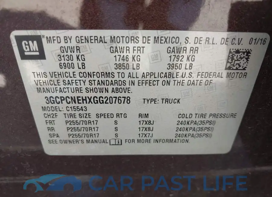 3GCPCNEHXGG207678# 9