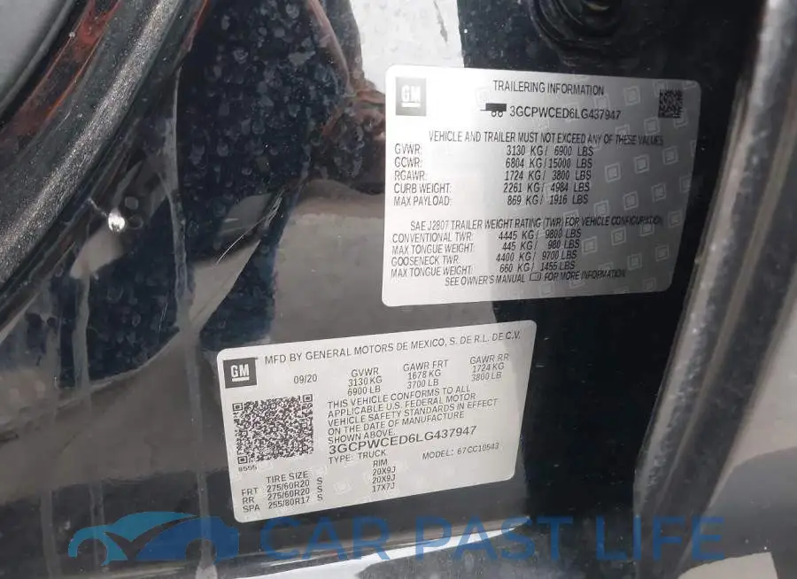 3GCPWCED6LG437947# 9
